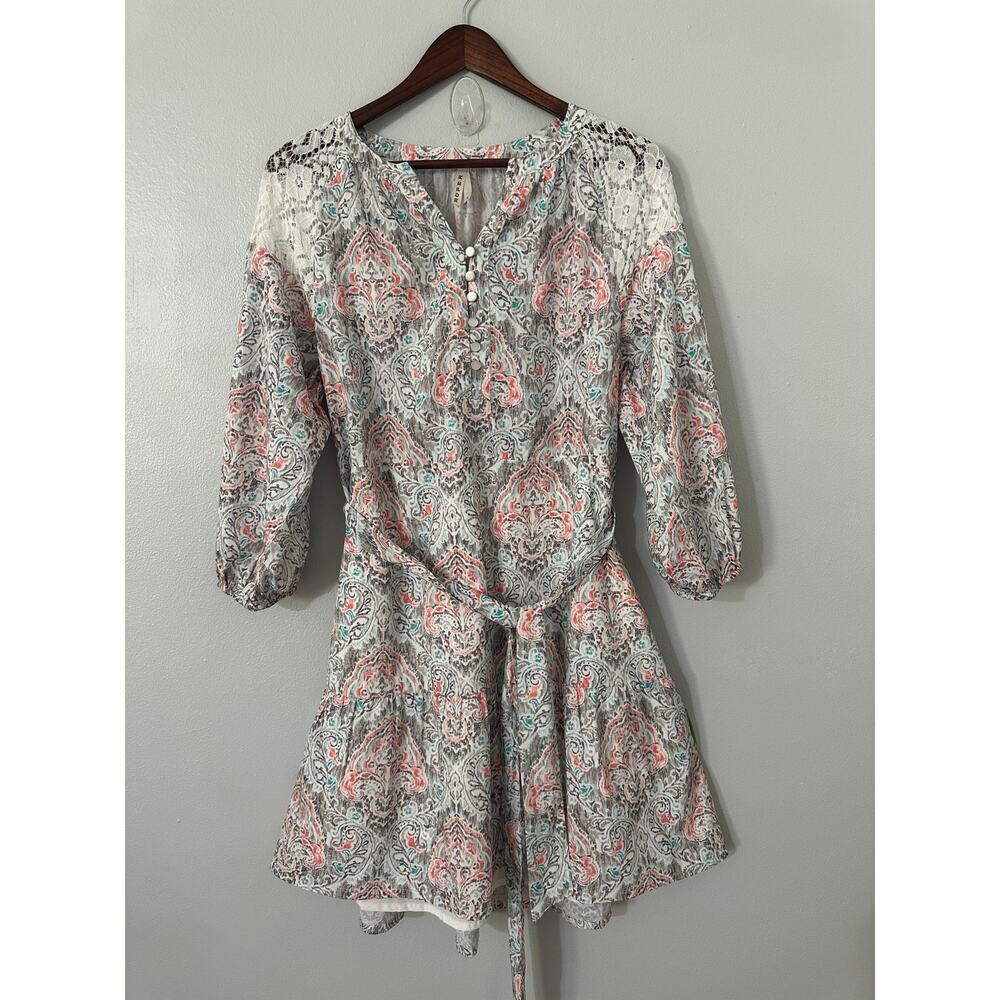 Roper Long Sleeve Floral Print V-Neck Western Dress sz Small